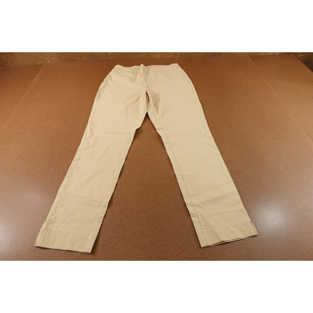 IMAN Global Chic Womens Size Medium Beige Side Slit Pull On Ankle Pant NWT